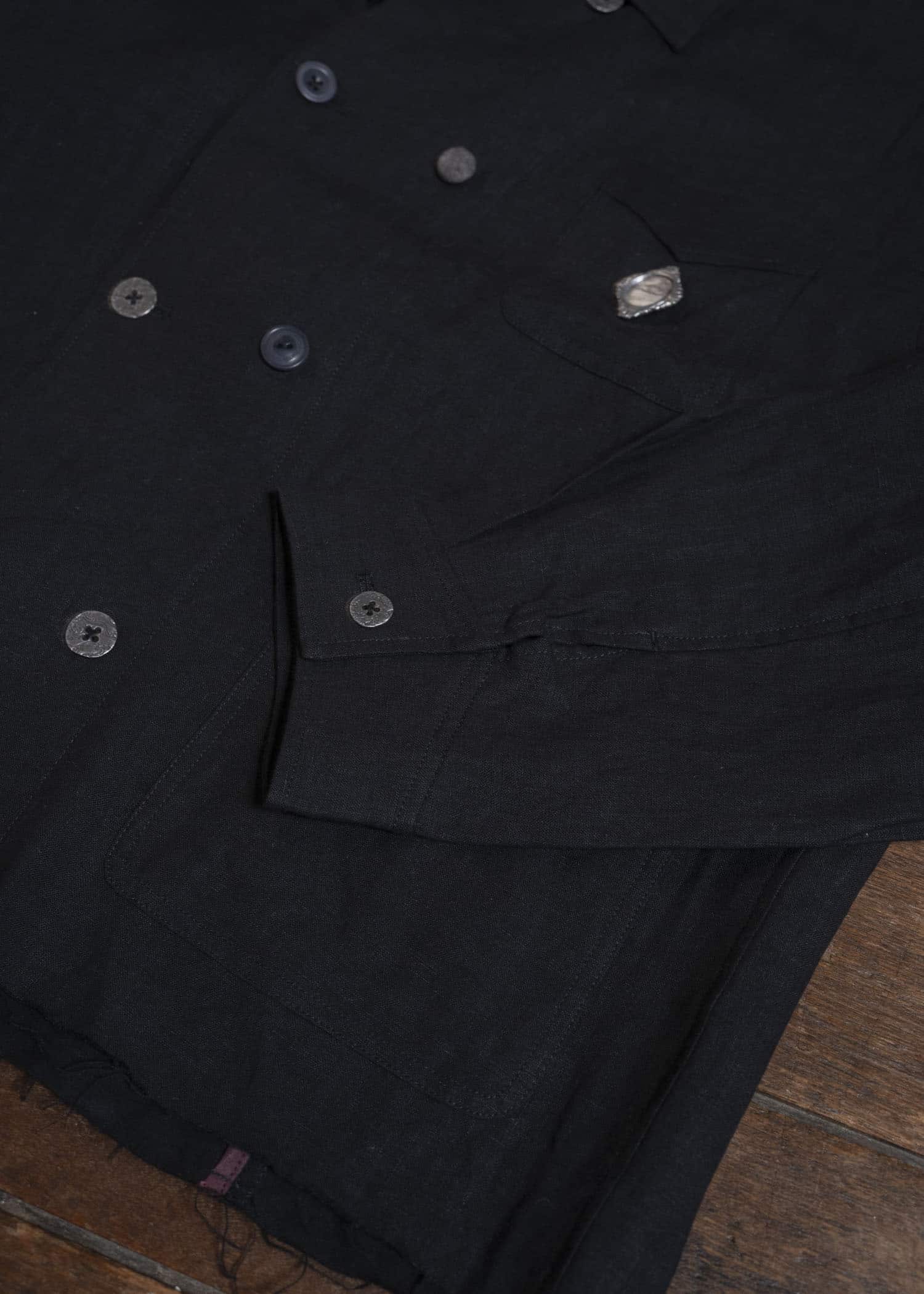 Professor.E LINEN DB JKT BLACK 26SS-FM-JKT-03
