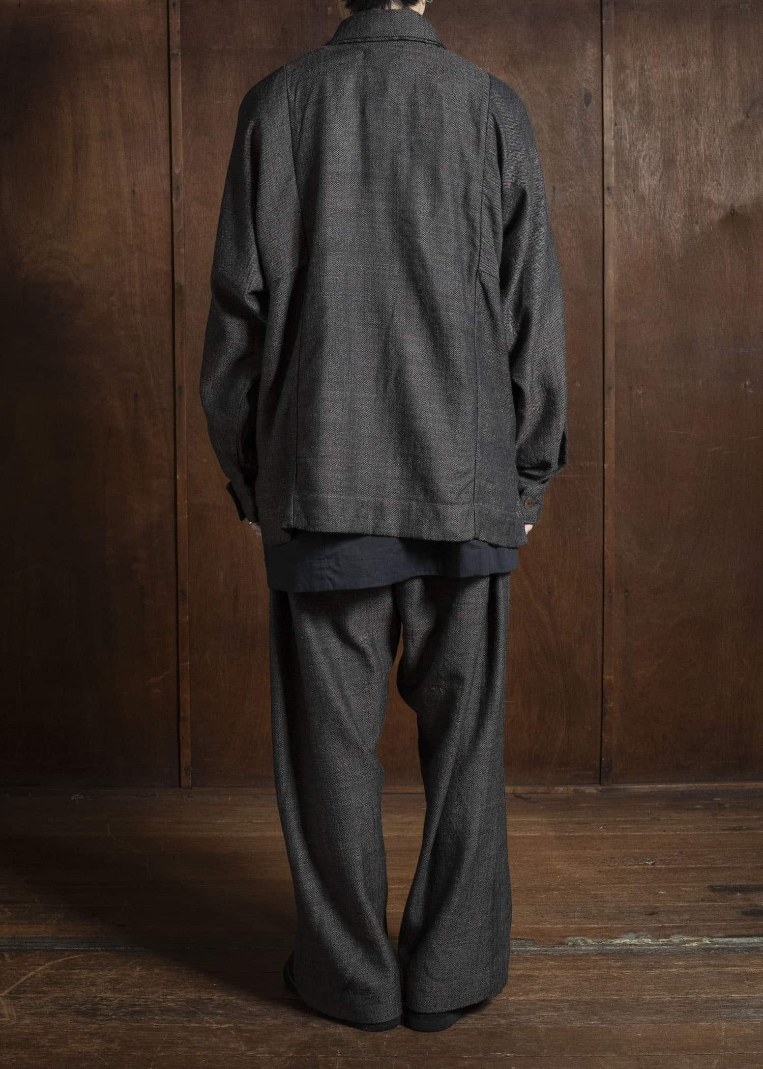 Gathering Textiles Farmer Pants Handwoven Wool , Himalayan Hoothills , Black And Grey Yarn FAP01-HW-BK