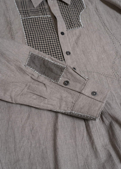 Professor.E 0222 / GRANDPA'S REPAIRED SHIRT GREY 26SS-FM-LSH-01