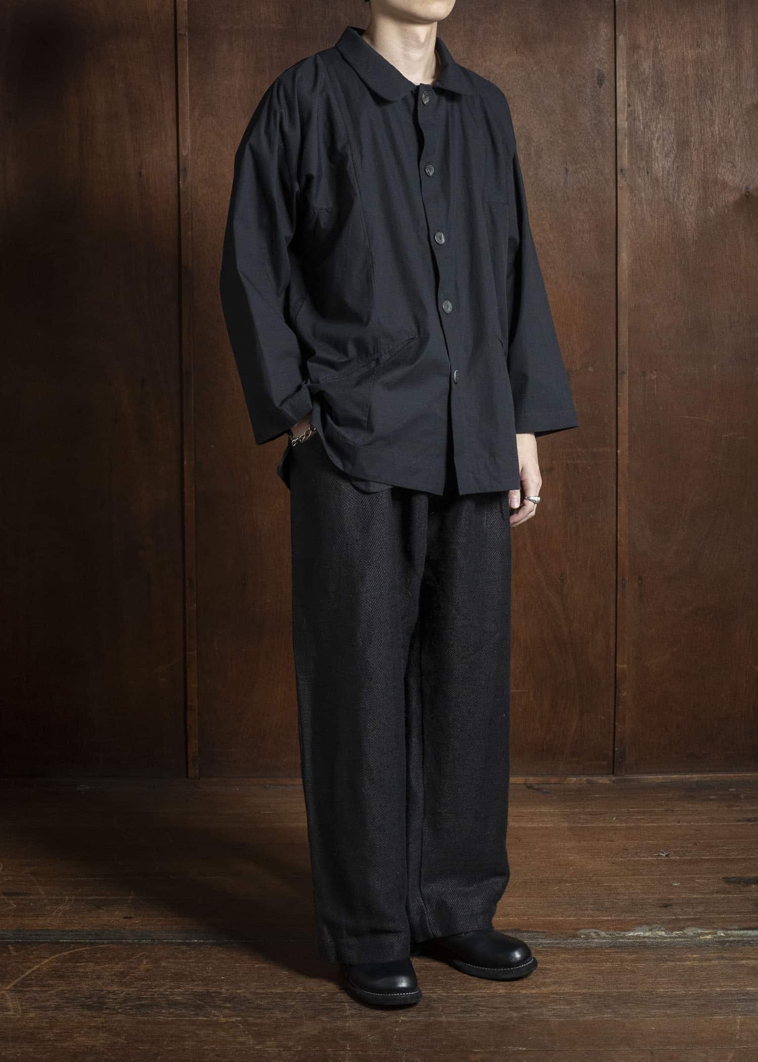Gathering Textiles Farmer Pants Handwoven Organic Cotton , Naturally Dyed Black FAP02-HC-HK