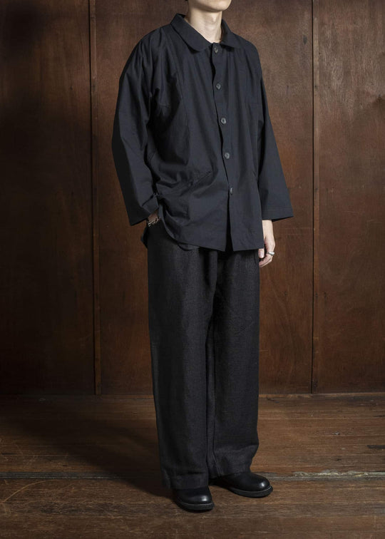 Gathering Textiles Farmer Pants Handwoven Organic Cotton , Naturally Dyed Black FAP02-HC-HK