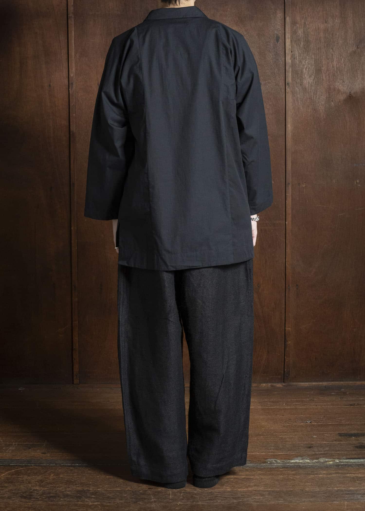 Gathering Textiles Farmer Pants Handwoven Organic Cotton , Naturally Dyed Black FAP02-HC-HK