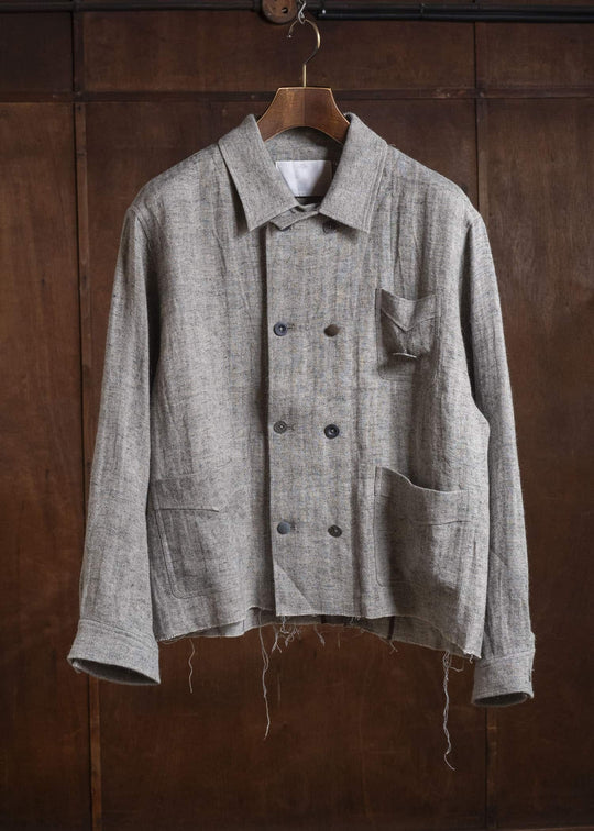Professor.E LINEN DB JKT GREY 26SS-FM-JKT-03