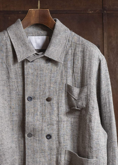 Professor.E LINEN DB JKT GREY 26SS-FM-JKT-03