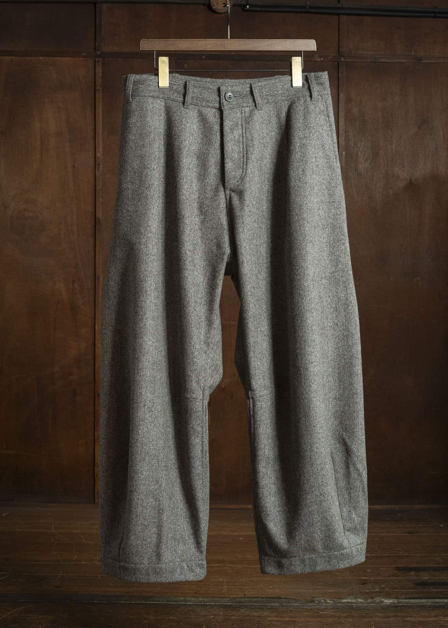 unkruid new baggy grey herringbone fine loden