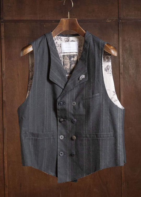 Professor.E DOUBLE BREASTED WAISTCOAT BLACK 26SS-FM-VST-01