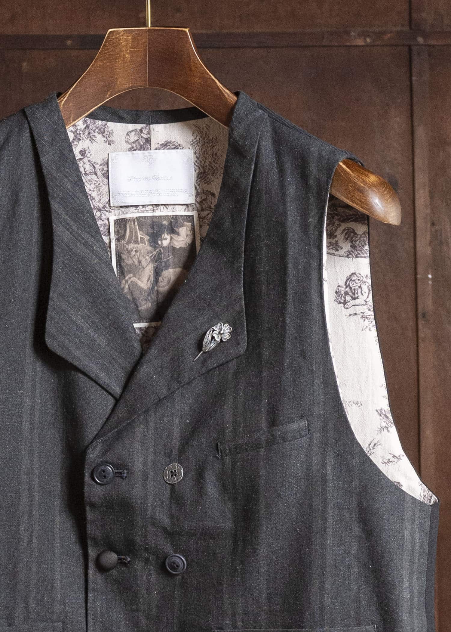Professor.E DOUBLE BREASTED WAISTCOAT BLACK 26SS-FM-VST-01