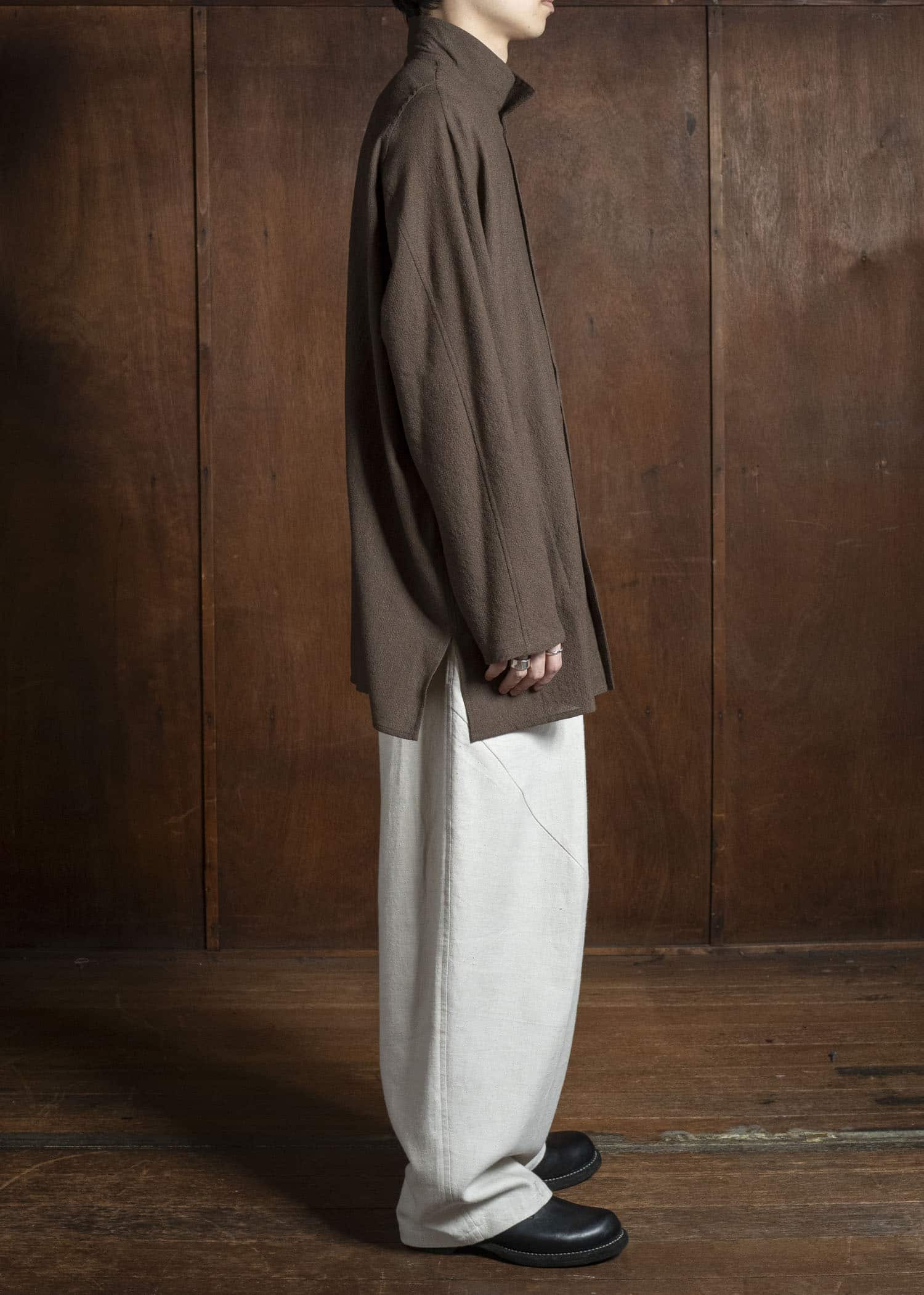 Jurgen Lehl ウール平薄手布帛シャツ JO554FBM653 #95:焦茶