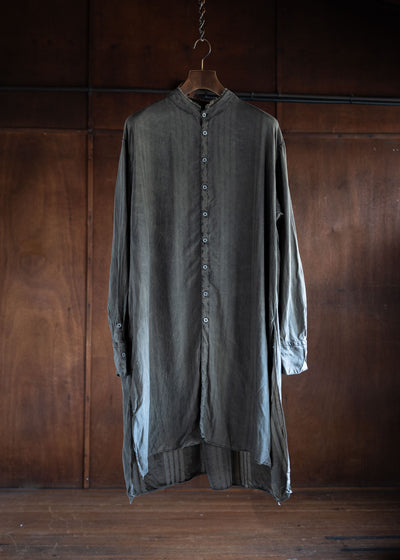 KLASICA SH-042 (VL ver.) Pigment dye Extra Long and wide Shirts/Coat / Brown dye Stripe