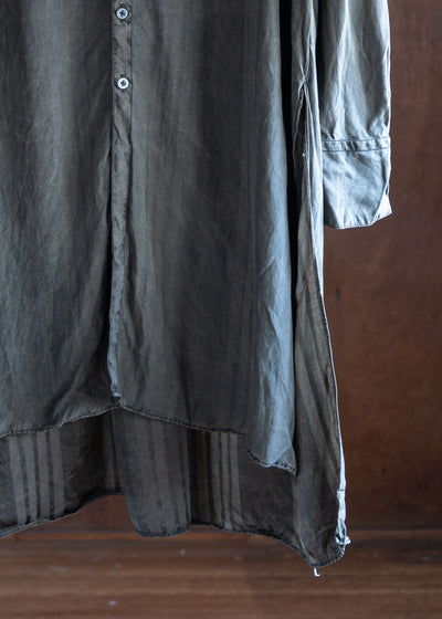 KLASICA SH-042 (VL ver.) Pigment dye Extra Long and wide Shirts/Coat / Brown dye Stripe