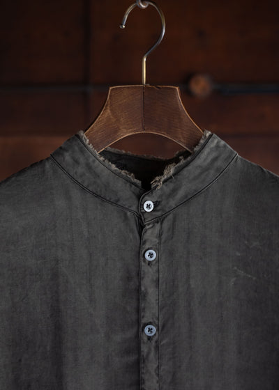 KLASICA SH-042 (VL ver.) Pigment dye Extra Long and wide Shirts/Coat / Brown dye Stripe