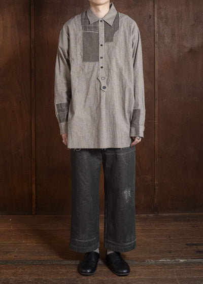 Professor.E 0222 / GRANDPA'S REPAIRED SHIRT GREY 26SS-FM-LSH-01