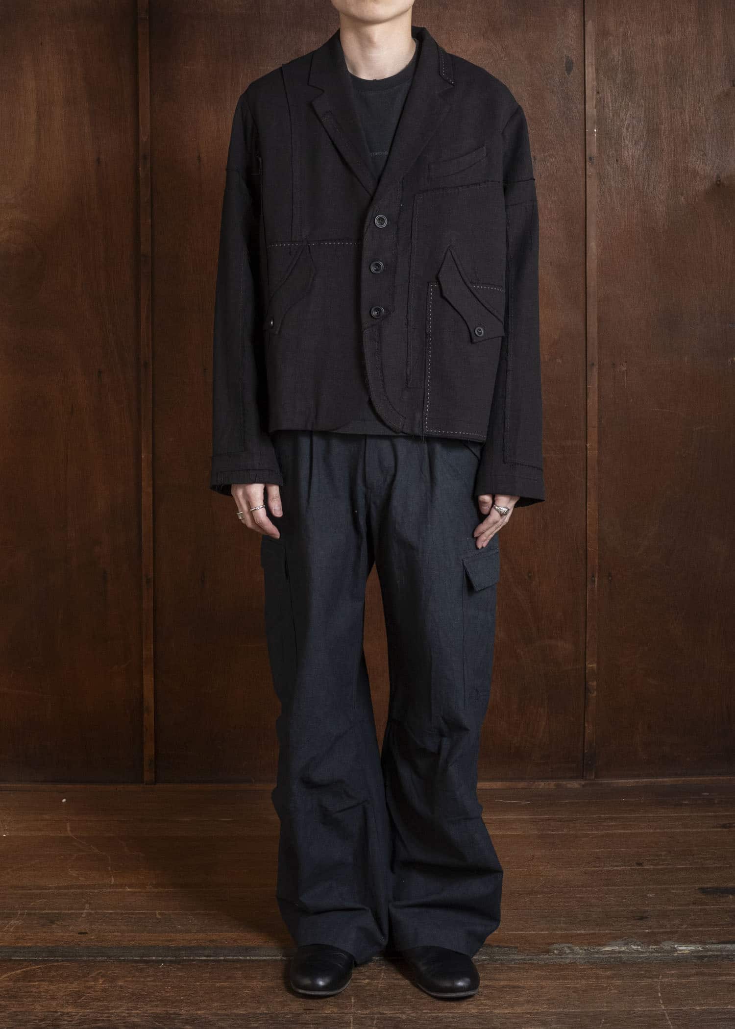 Professor.E PATCHWORK BLAZER BLACK 26SS-PE-JKT-02