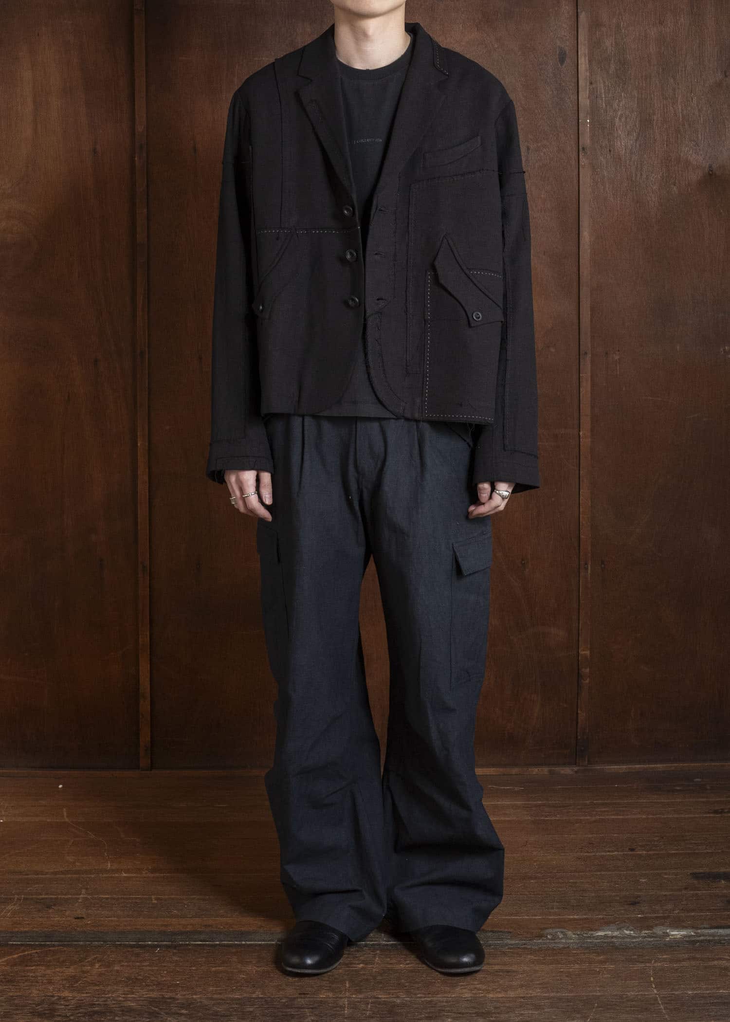 Professor.E PATCHWORK BLAZER BLACK 26SS-PE-JKT-02