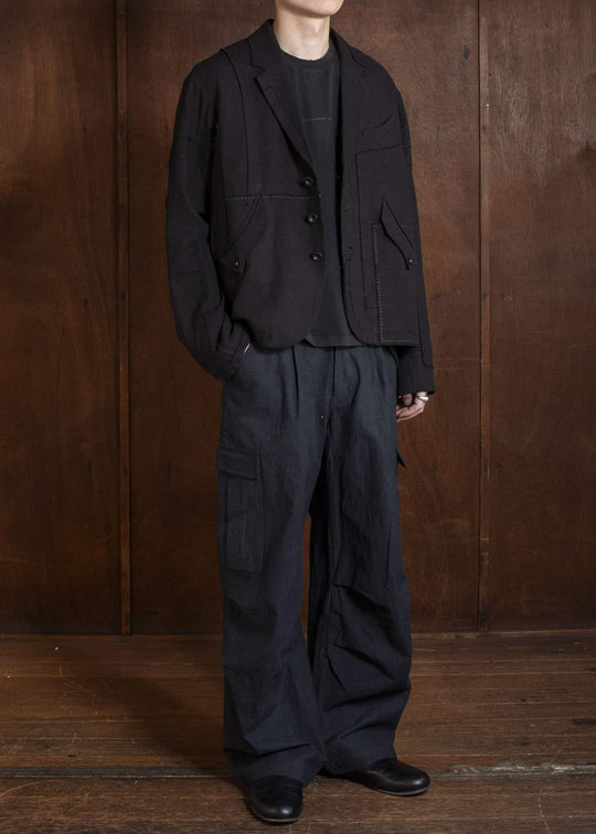 Professor.E PATCHWORK BLAZER BLACK 26SS-PE-JKT-02