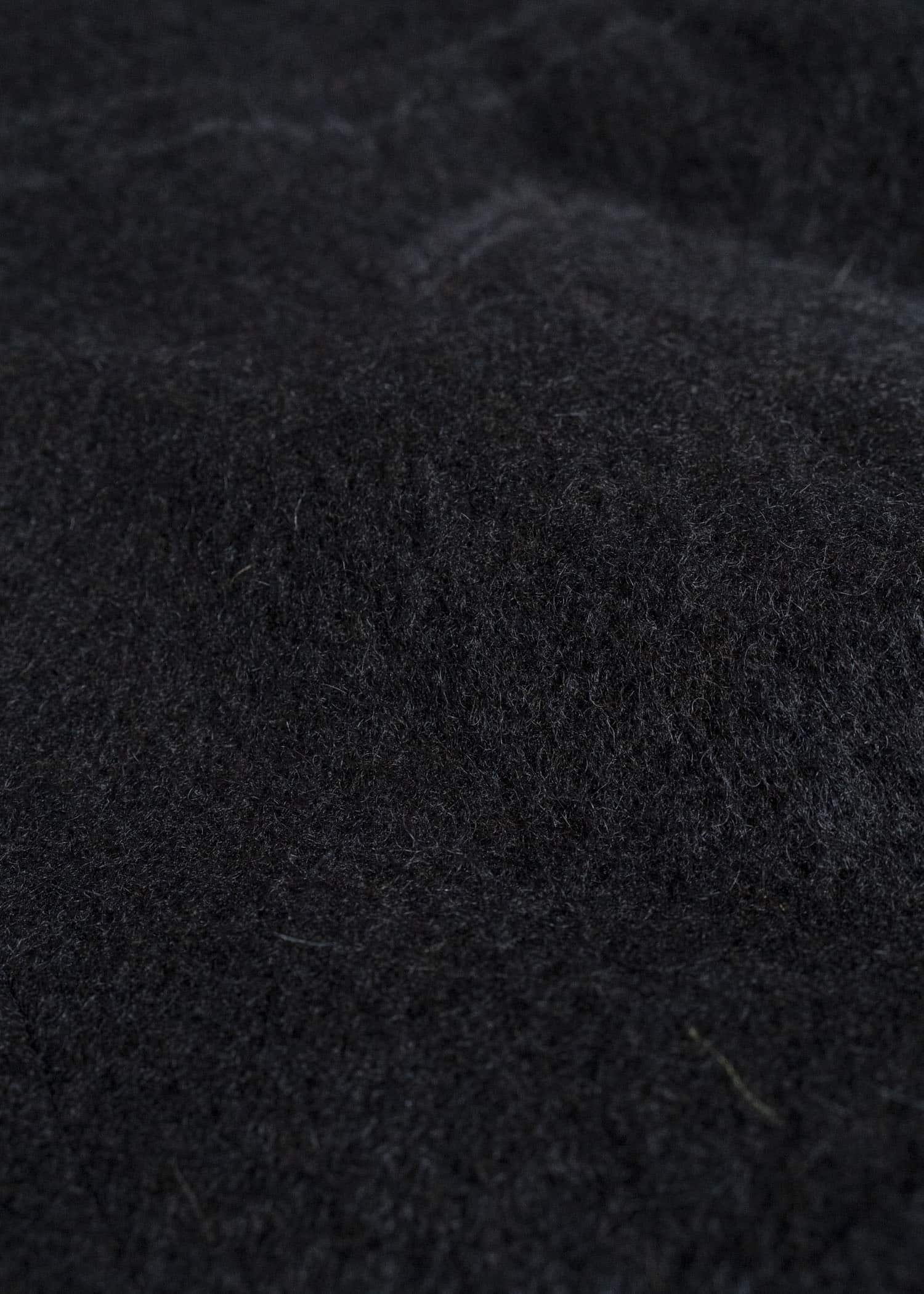 JAN-JAN VAN ESSCHE COAT#35 COAT WITH STANDING COLLAR,JET POCKETS, FULLY LINED Highpile Herringbone | Black Alpaca