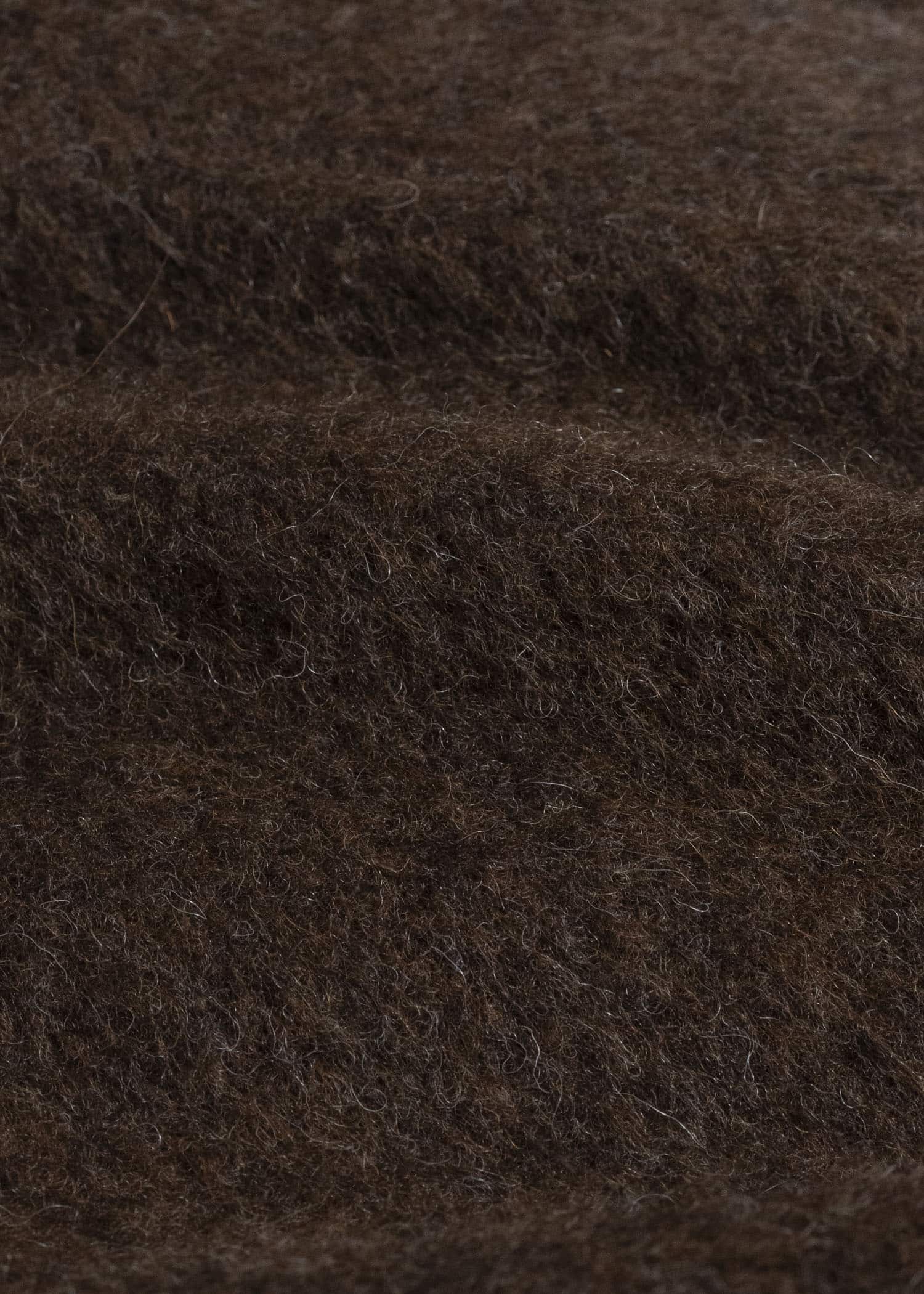 JAN-JAN VAN ESSCHE COAT#35 COAT WITH STANDING COLLAR,JET POCKETS, FULLY LINED Highpile Herringbone | Brown Alpaca