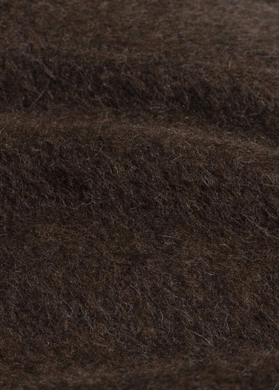 JAN-JAN VAN ESSCHE COAT#35 COAT WITH STANDING COLLAR,JET POCKETS, FULLY LINED Highpile Herringbone | Brown Alpaca
