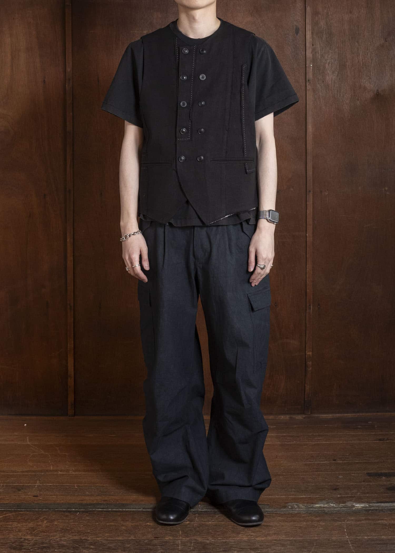 Professor.E PATCHWORK WAISTCOAT BLACK 26SS-PE-VST-01