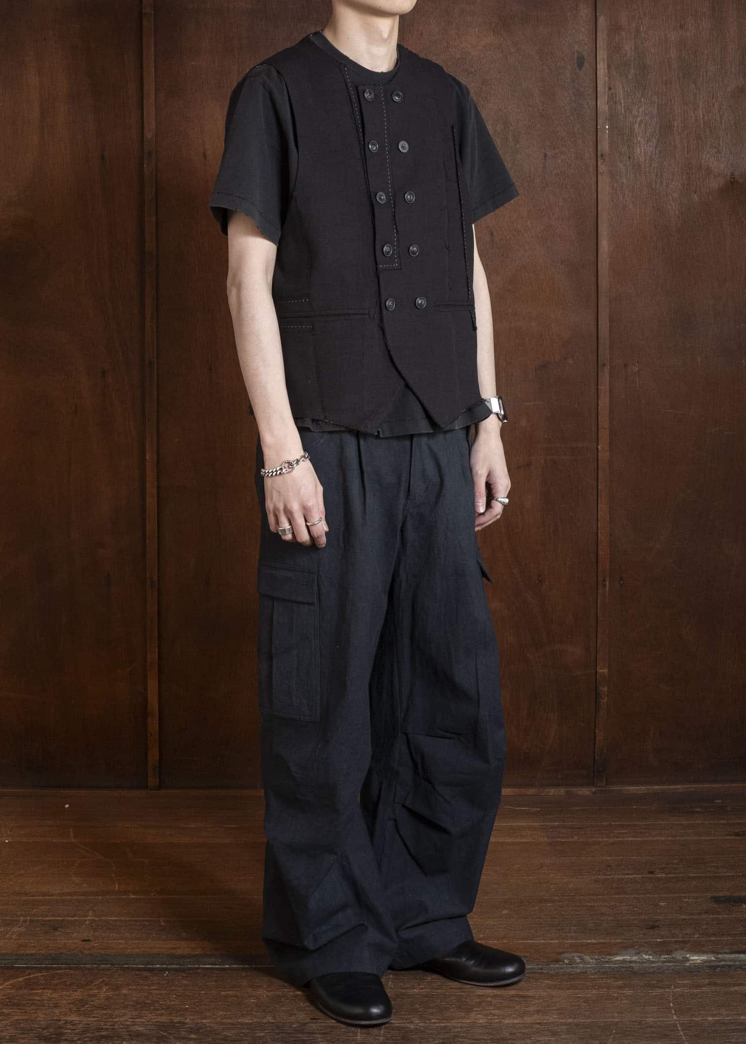 Professor.E PATCHWORK WAISTCOAT BLACK 26SS-PE-VST-01