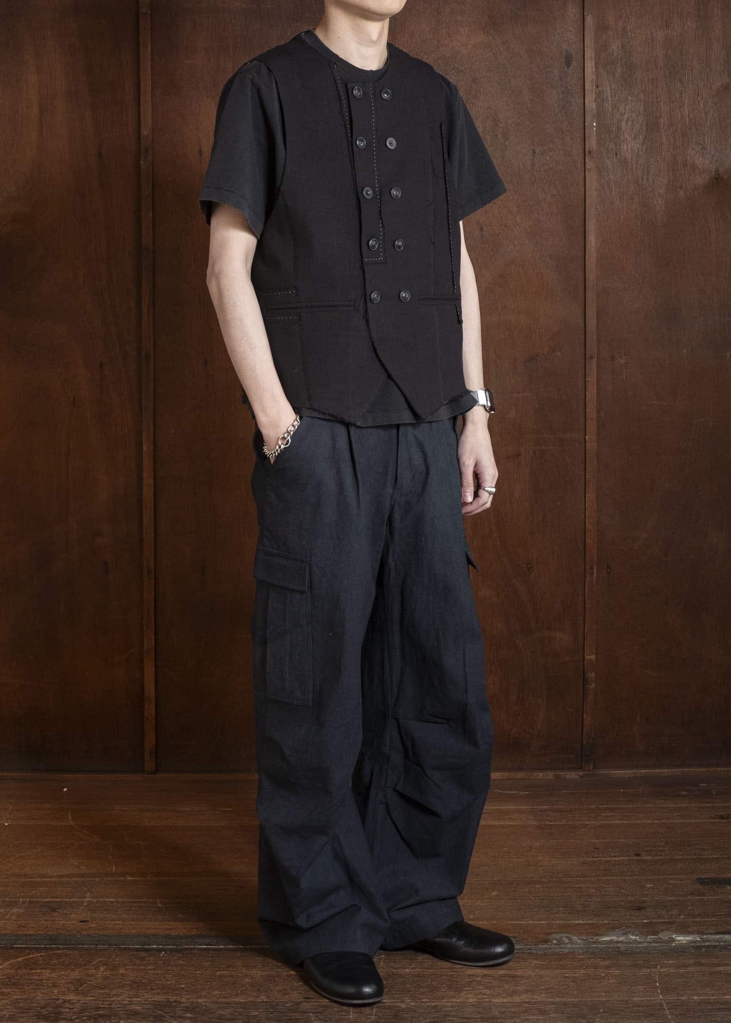 Professor.E PATCHWORK WAISTCOAT BLACK 26SS-PE-VST-01