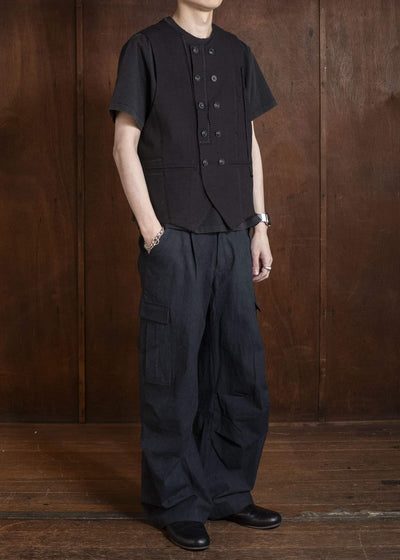 Professor.E PATCHWORK WAISTCOAT BLACK 26SS-PE-VST-01