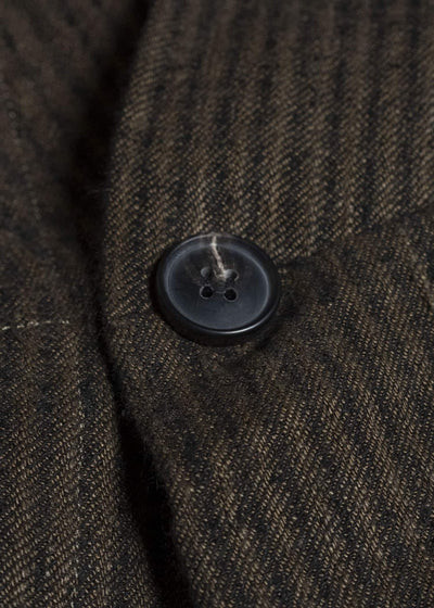 JAN-JAN VAN ESSCHE JACKET#66 OVERSIZED BLAZER WITH JET POCKET AND FULLY LINED 	Hemp Co Reed Twill | Khaki Striped