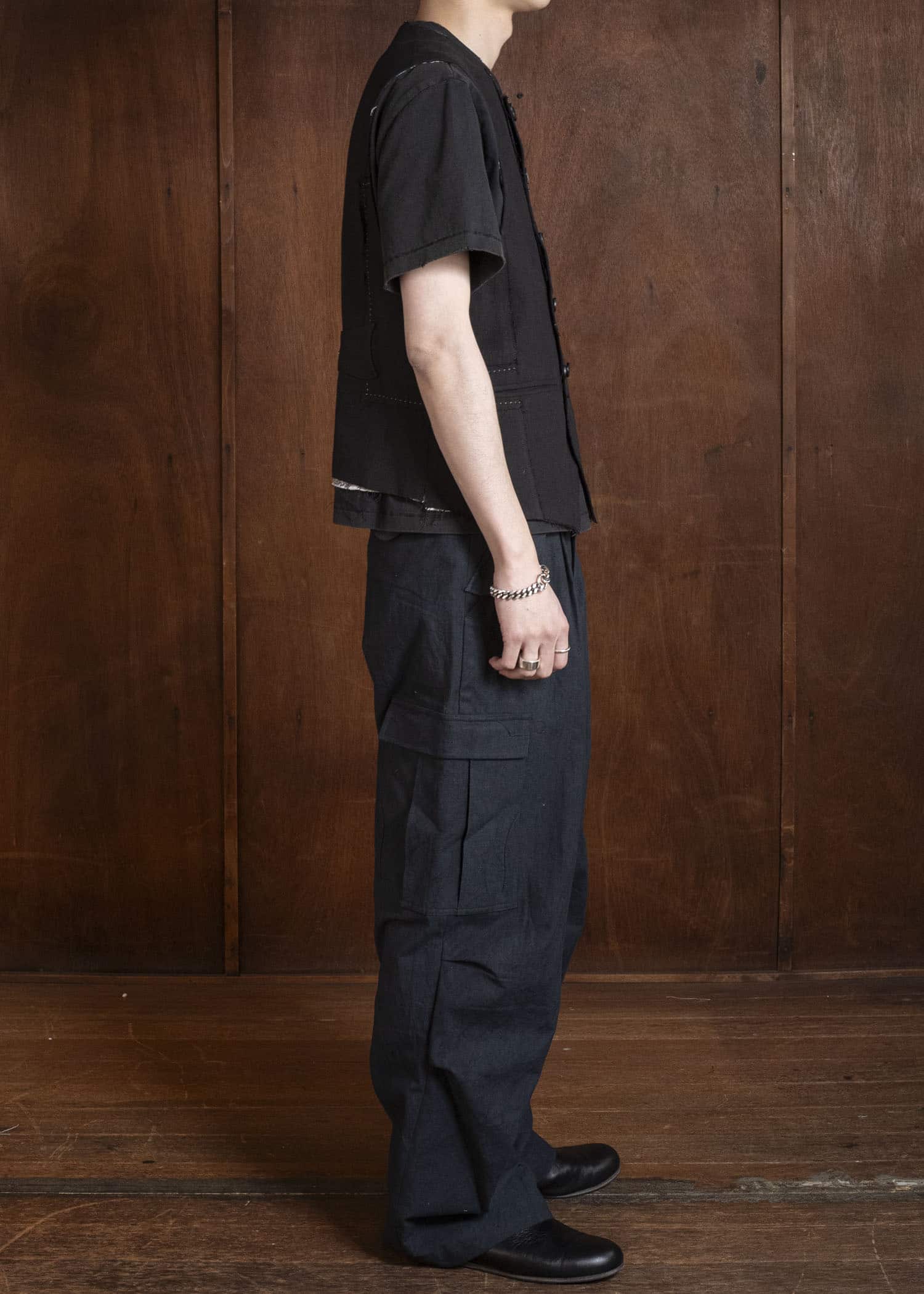 Professor.E PATCHWORK WAISTCOAT BLACK 26SS-PE-VST-01