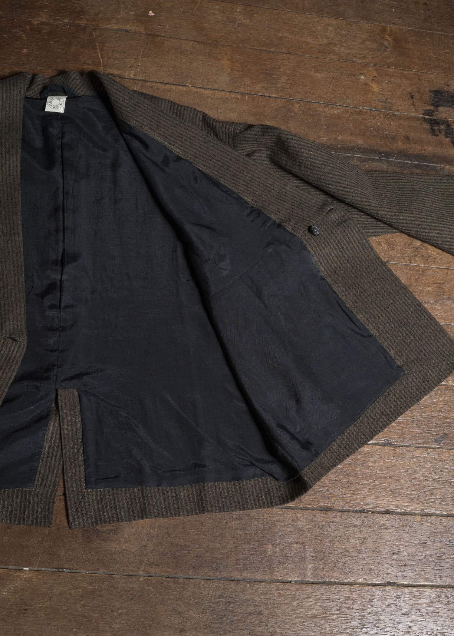 JAN-JAN VAN ESSCHE JACKET#66 OVERSIZED BLAZER WITH JET POCKET AND FULLY LINED 	Hemp Co Reed Twill | Khaki Striped