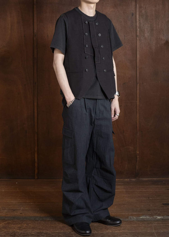 Professor.E PATCHWORK WAISTCOAT BLACK 26SS-PE-VST-01