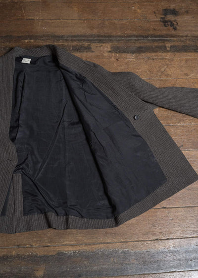 JAN-JAN VAN ESSCHE JACKET#66 OVERSIZED BLAZER WITH JET POCKET AND FULLY LINED Yak Wo Linen Cotton | Brown Striped