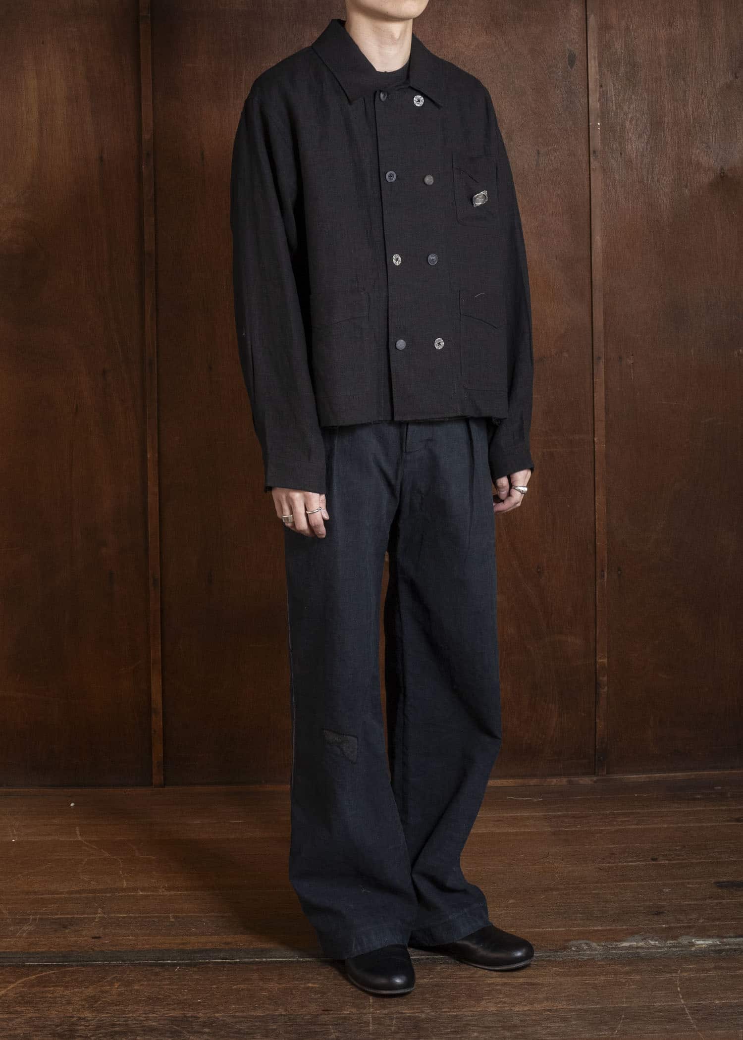 Professor.E LINEN DB JKT BLACK 26SS-FM-JKT-03