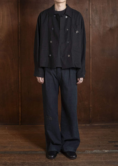 Professor.E LINEN DB JKT BLACK 26SS-FM-JKT-03