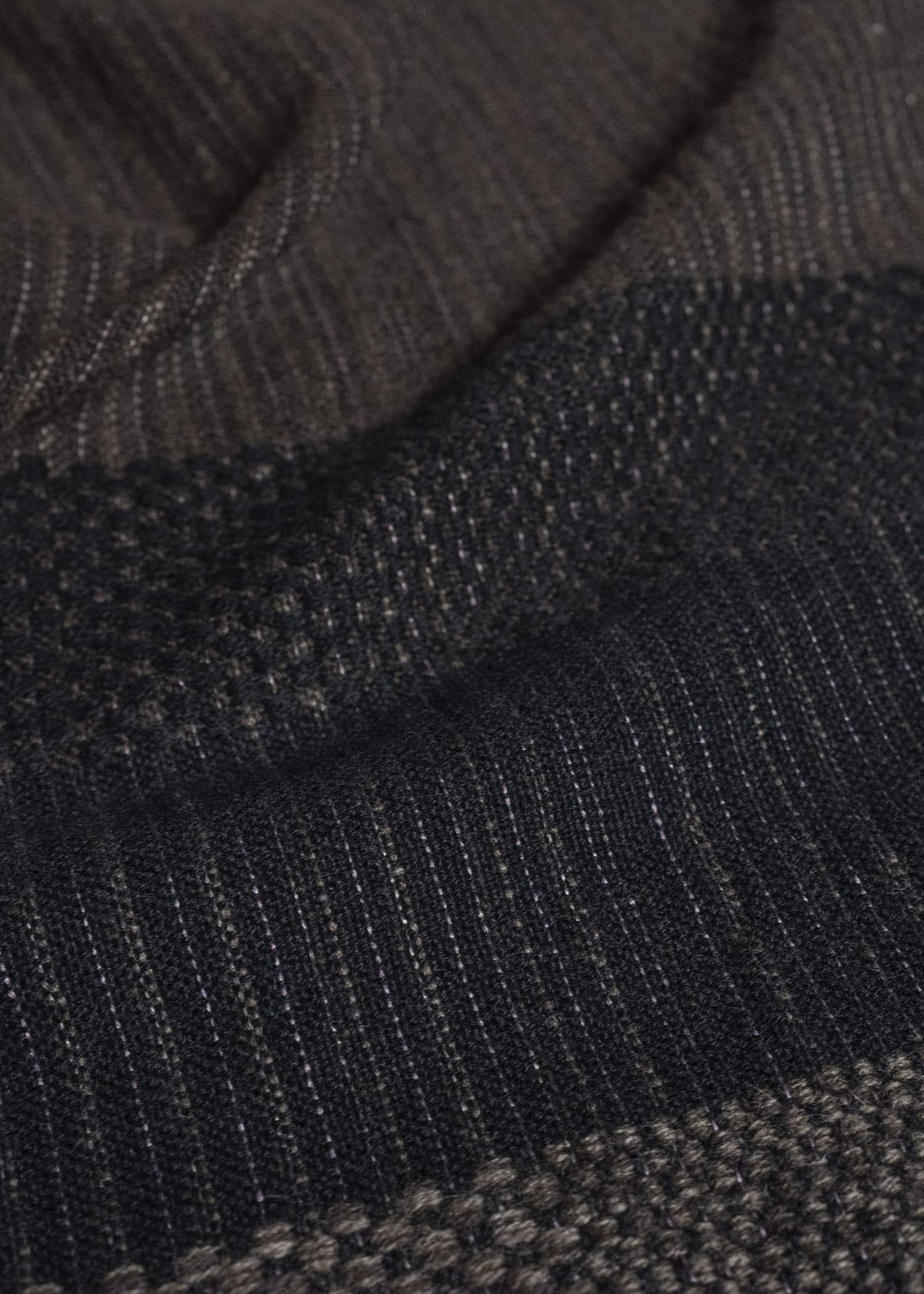 JAN-JAN VAN ESSCHE HOODED SCARF#1 HANDWOVEN HOODED SCARF WITH FRINGES Handwoven | Textured Stripe