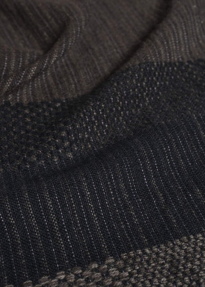 JAN-JAN VAN ESSCHE HOODED SCARF#1 HANDWOVEN HOODED SCARF WITH FRINGES Handwoven | Textured Stripe