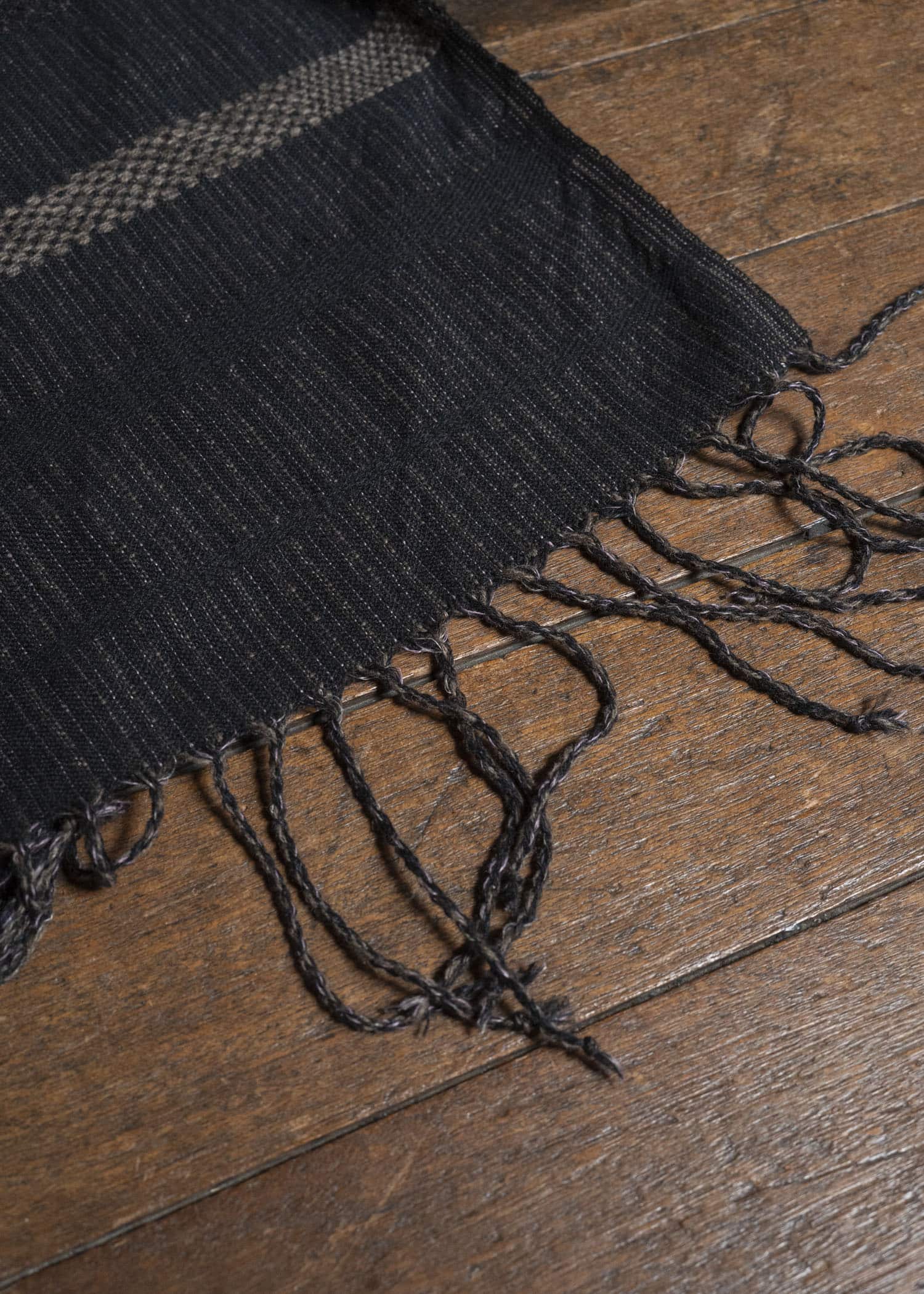 JAN-JAN VAN ESSCHE HOODED SCARF#1 HANDWOVEN HOODED SCARF WITH FRINGES Handwoven | Textured Stripe