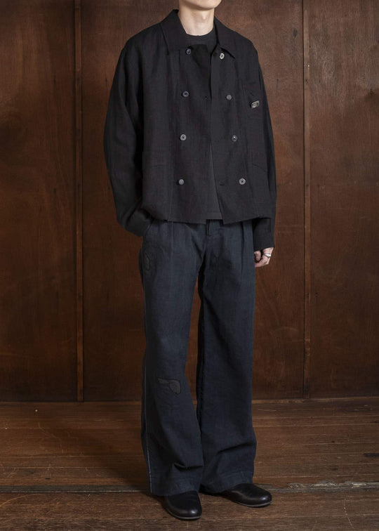 Professor.E LINEN DB JKT BLACK 26SS-FM-JKT-03