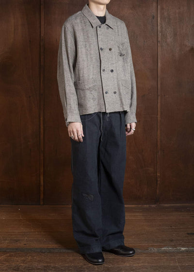 Professor.E LINEN DB JKT GREY 26SS-FM-JKT-03