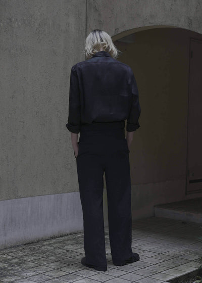ZIIIN BEARSLEY""""LONG POINT COLLAR SHIRT / BLACK