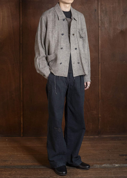 Professor.E LINEN DB JKT GREY 26SS-FM-JKT-03