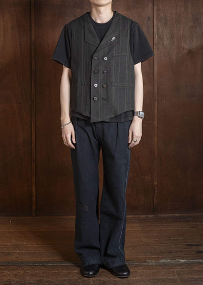 Professor.E DOUBLE BREASTED WAISTCOAT BLACK 26SS-FM-VST-01