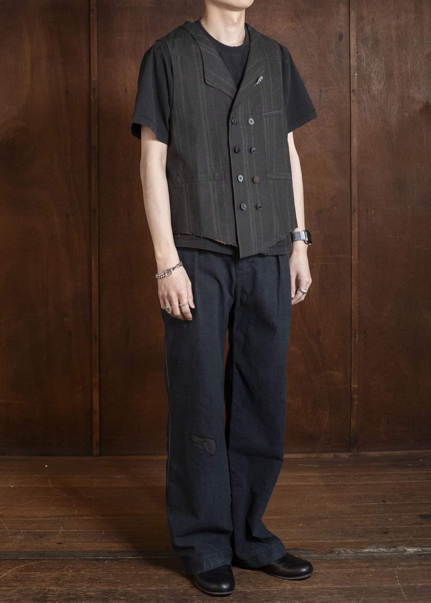 Professor.E DOUBLE BREASTED WAISTCOAT BLACK 26SS-FM-VST-01