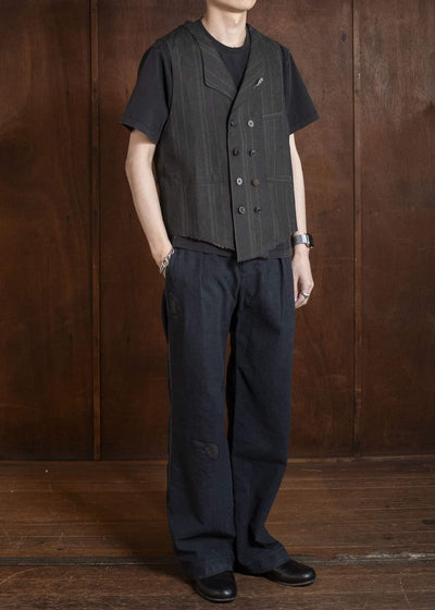 Professor.E DOUBLE BREASTED WAISTCOAT BLACK 26SS-FM-VST-01