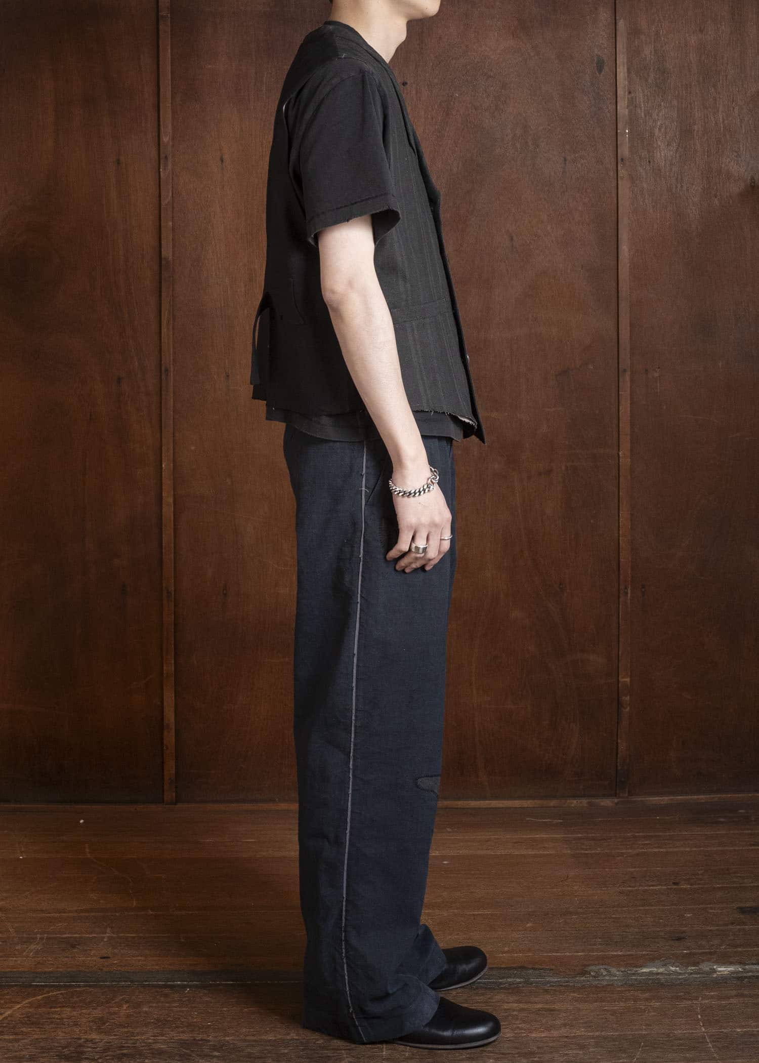 Professor.E DOUBLE BREASTED WAISTCOAT BLACK 26SS-FM-VST-01