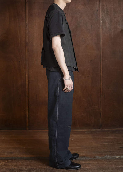 Professor.E DOUBLE BREASTED WAISTCOAT BLACK 26SS-FM-VST-01
