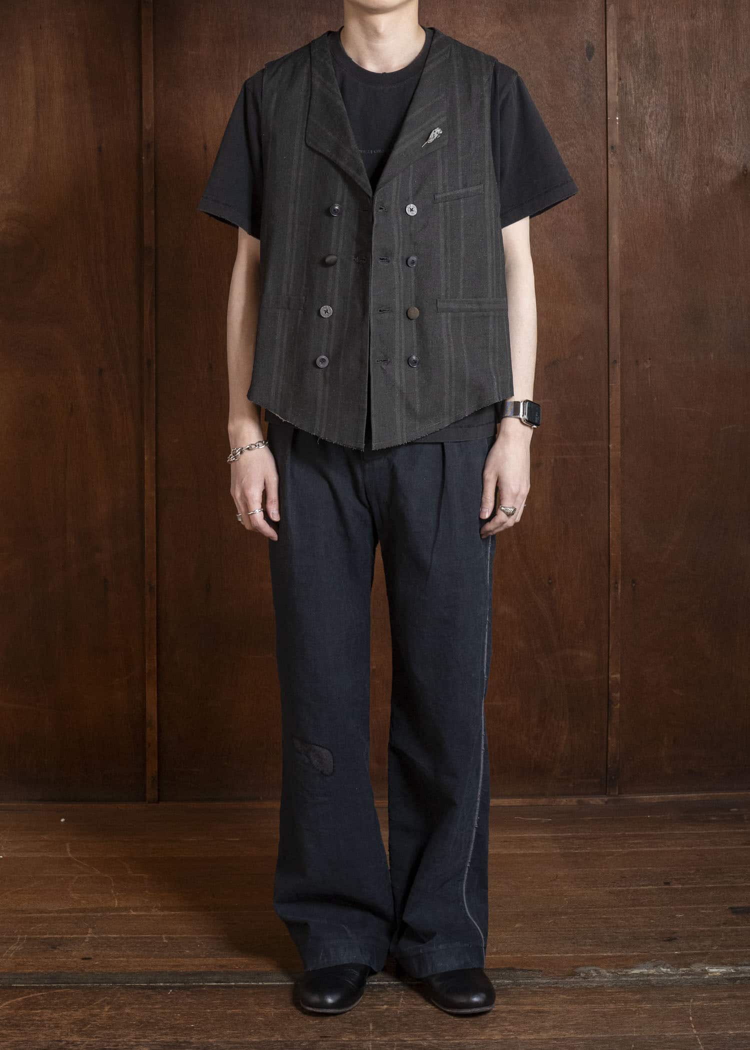 Professor.E DOUBLE BREASTED WAISTCOAT BLACK 26SS-FM-VST-01