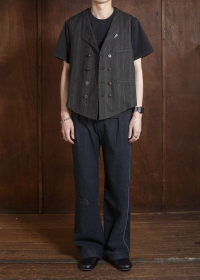 Professor.E DOUBLE BREASTED WAISTCOAT BLACK 26SS-FM-VST-01