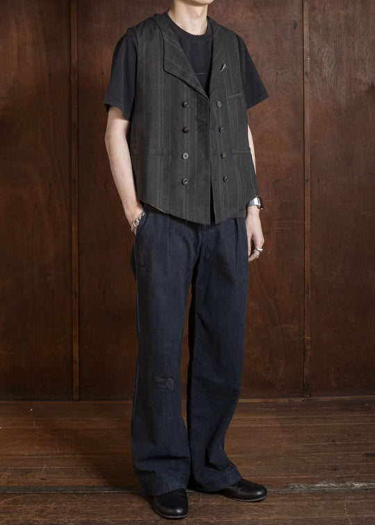 Professor.E DOUBLE BREASTED WAISTCOAT BLACK 26SS-FM-VST-01
