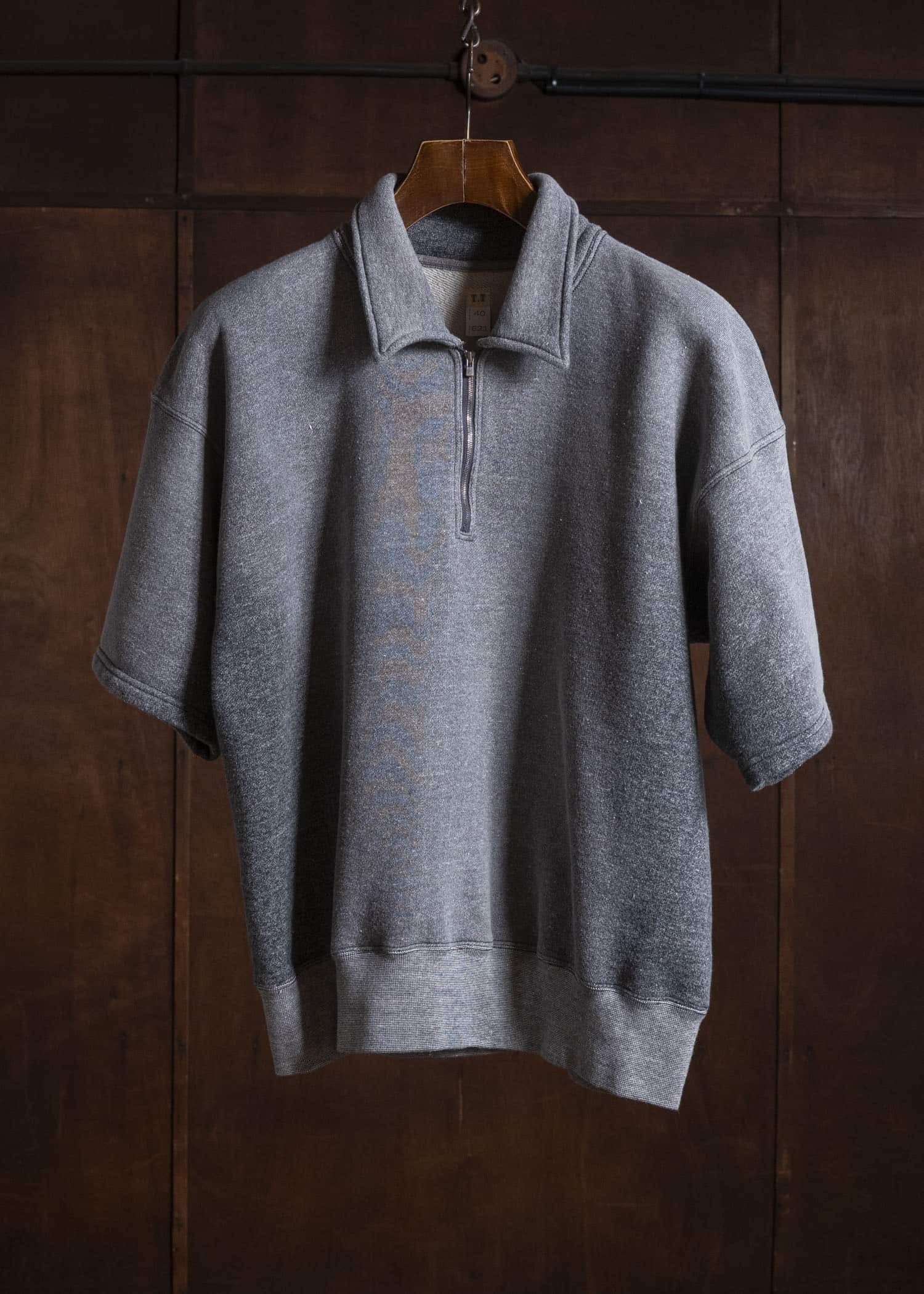 Taiga Takahashi Lot.621-Faded Heather Gray Half Zip S/S Sweat Shirts Faded Heather Gray