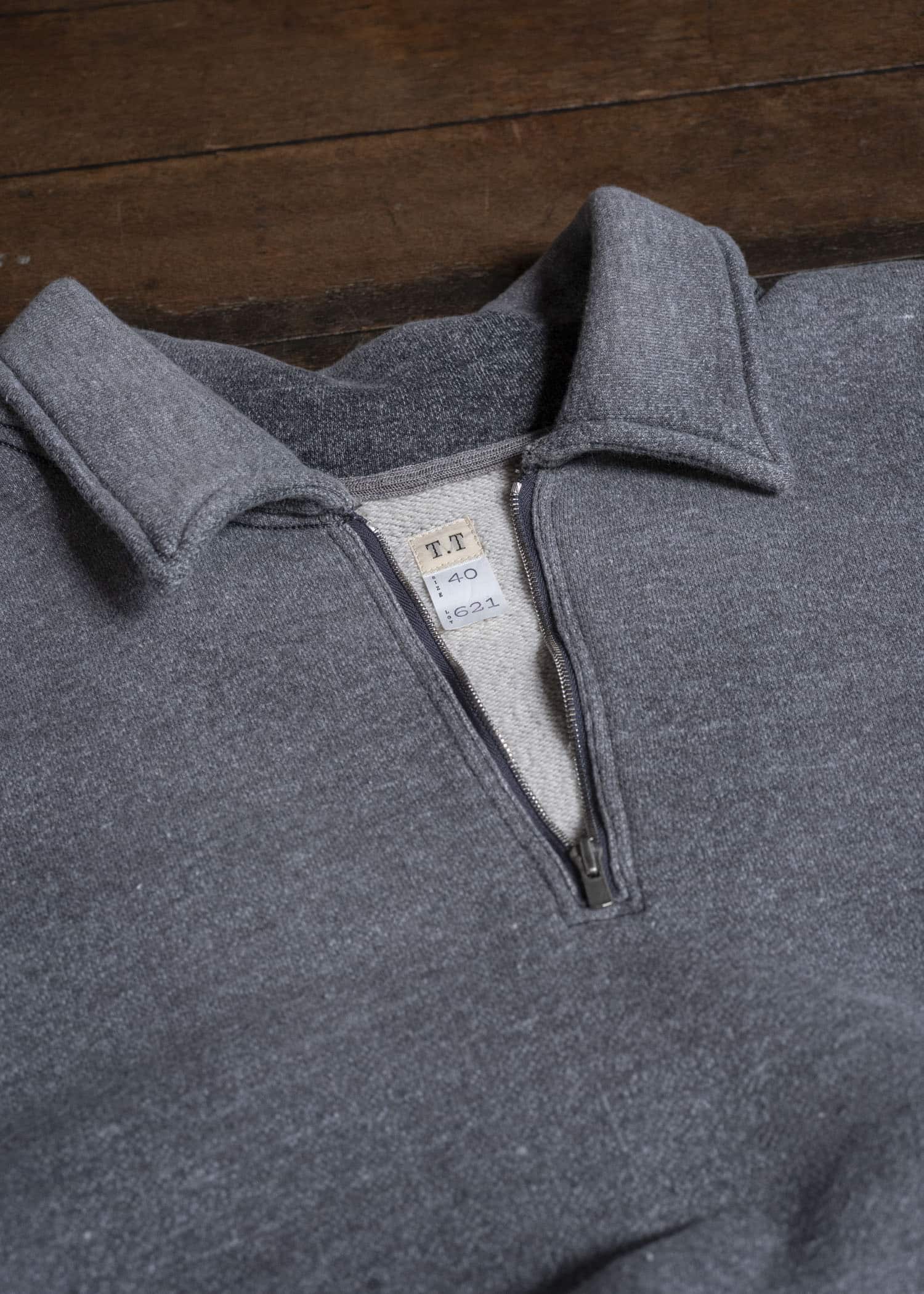 Taiga Takahashi Lot.621-Faded Heather Gray Half Zip S/S Sweat Shirts Faded Heather Gray
